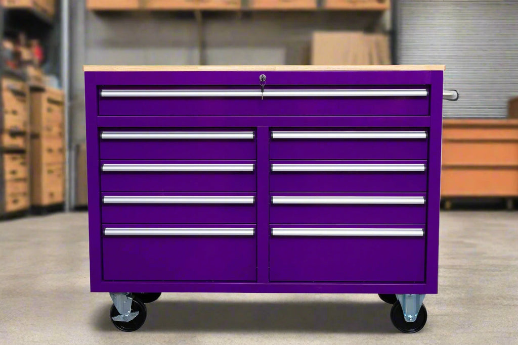 Établi roulant 46 pouces – Armoire de rangement mobile robuste à 9 tiroirs