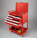 Chariot à outils roulant à 5 tiroirs – Armoire d'atelier rouge et noire avec serrure