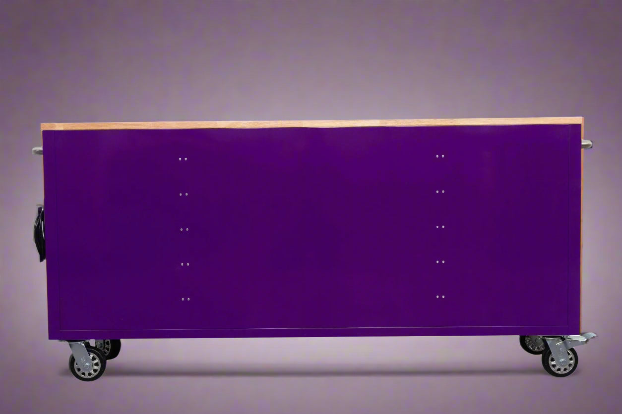 Établi roulant de 1,83 m (6 pi) avec 15 tiroirs, prises de courant et ports USB – Armoire de rangement robuste en acier