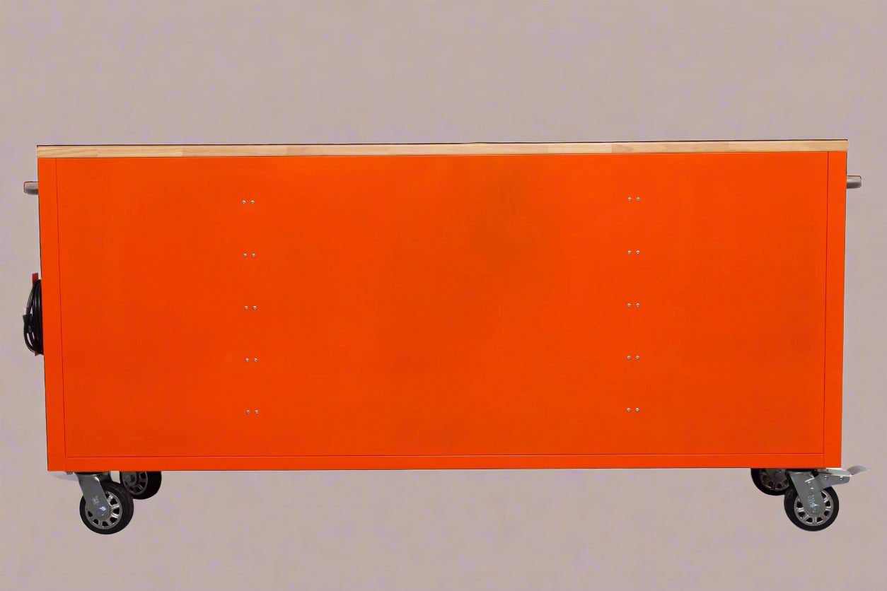 Établi roulant de 1,83 m (6 pi) avec 15 tiroirs, prises de courant et ports USB – Armoire de rangement robuste en acier