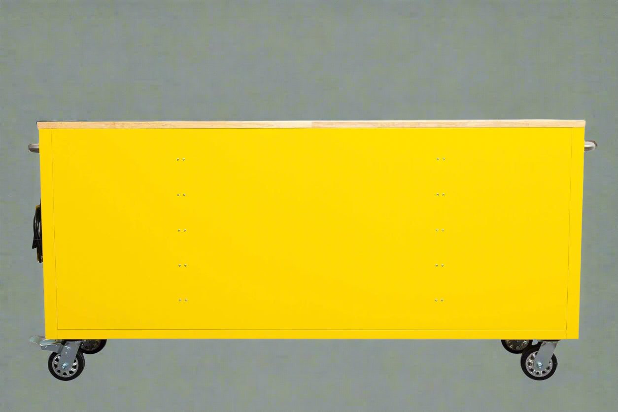 Établi roulant de 1,83 m (6 pi) avec 15 tiroirs, prises de courant et ports USB – Armoire de rangement robuste en acier