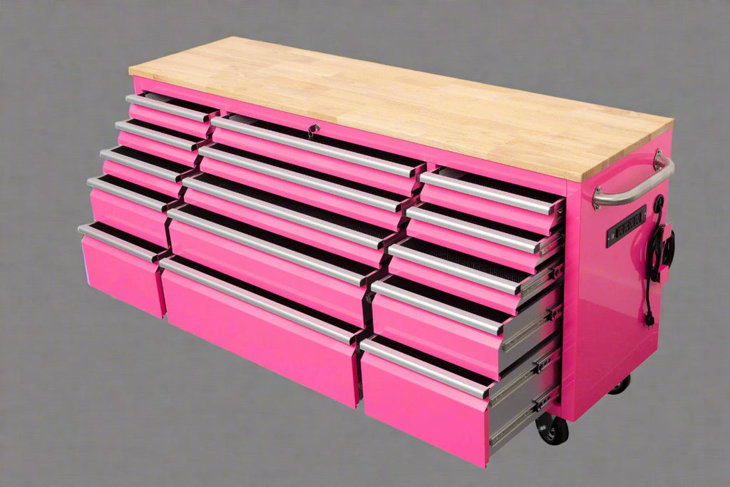 Établi roulant de 1,83 m (6 pi) avec 15 tiroirs, prises de courant et ports USB – Armoire de rangement robuste en acier