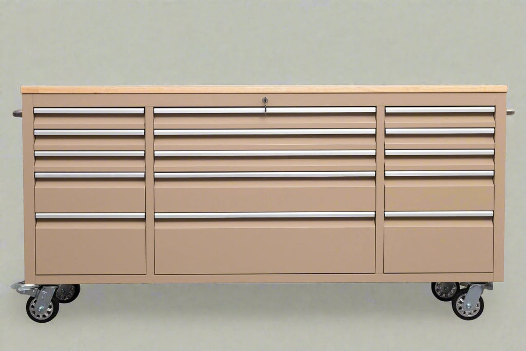 Établi roulant de 1,83 m (6 pi) avec 15 tiroirs, prises de courant et ports USB – Armoire de rangement robuste en acier