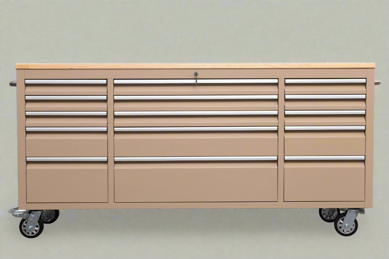 Établi roulant de 1,83 m (6 pi) avec 15 tiroirs, prises de courant et ports USB – Armoire de rangement robuste en acier