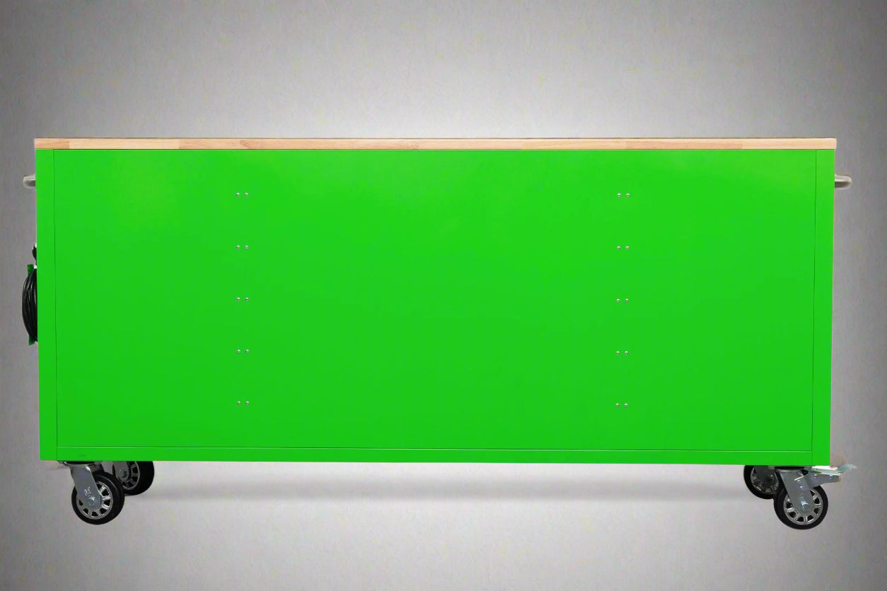 Établi roulant de 1,83 m (6 pi) avec 15 tiroirs, prises de courant et ports USB – Armoire de rangement robuste en acier