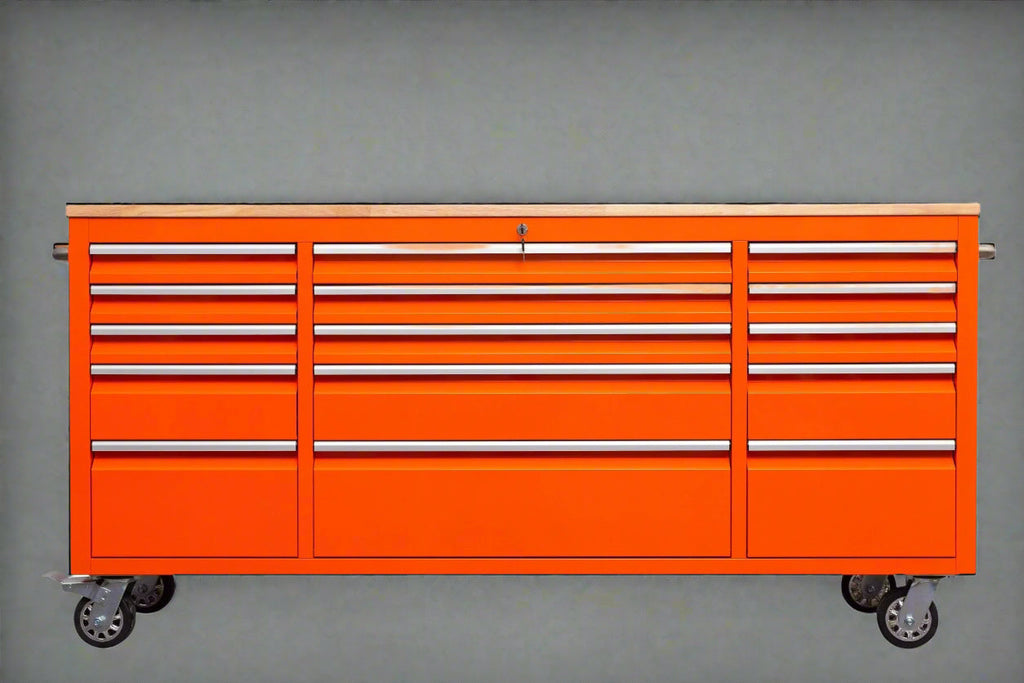 Établi roulant de 1,83 m (6 pi) avec 15 tiroirs, prises de courant et ports USB – Armoire de rangement robuste en acier