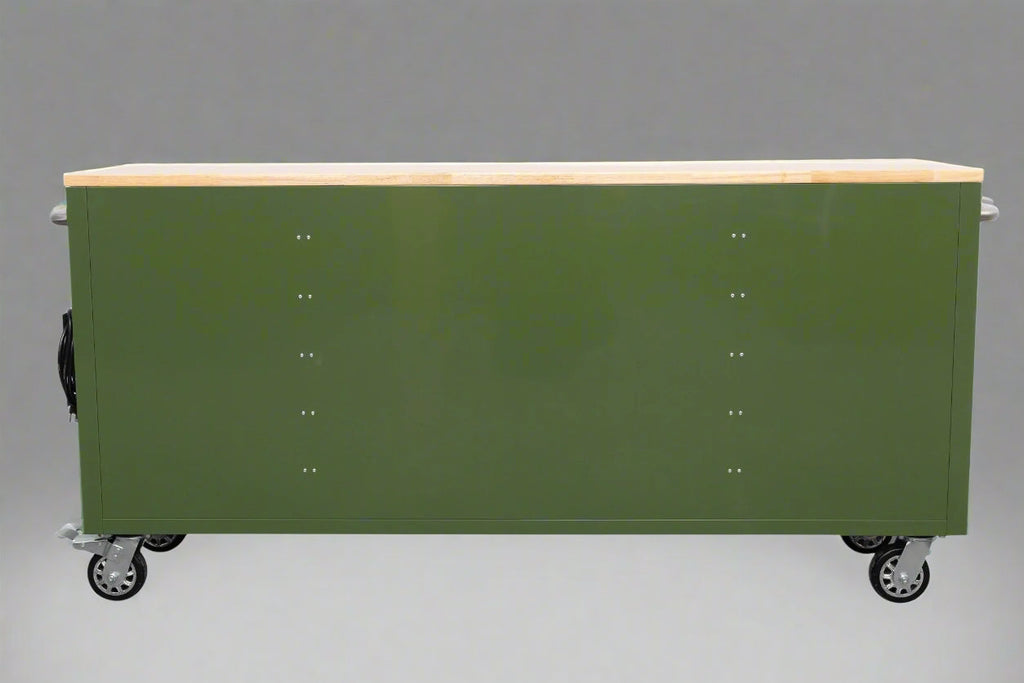 Établi roulant de 1,83 m (6 pi) avec 15 tiroirs, prises de courant et ports USB – Armoire de rangement robuste en acier