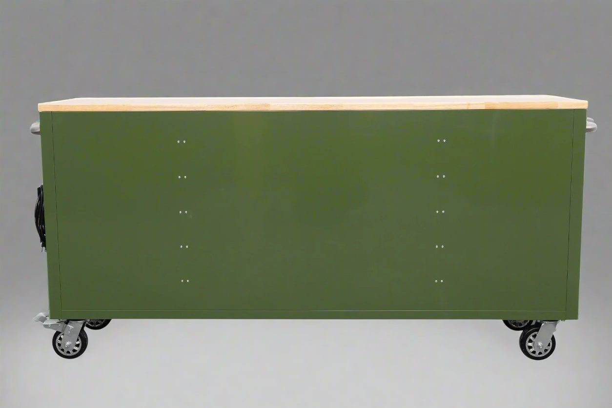 Établi roulant de 1,83 m (6 pi) avec 15 tiroirs, prises de courant et ports USB – Armoire de rangement robuste en acier