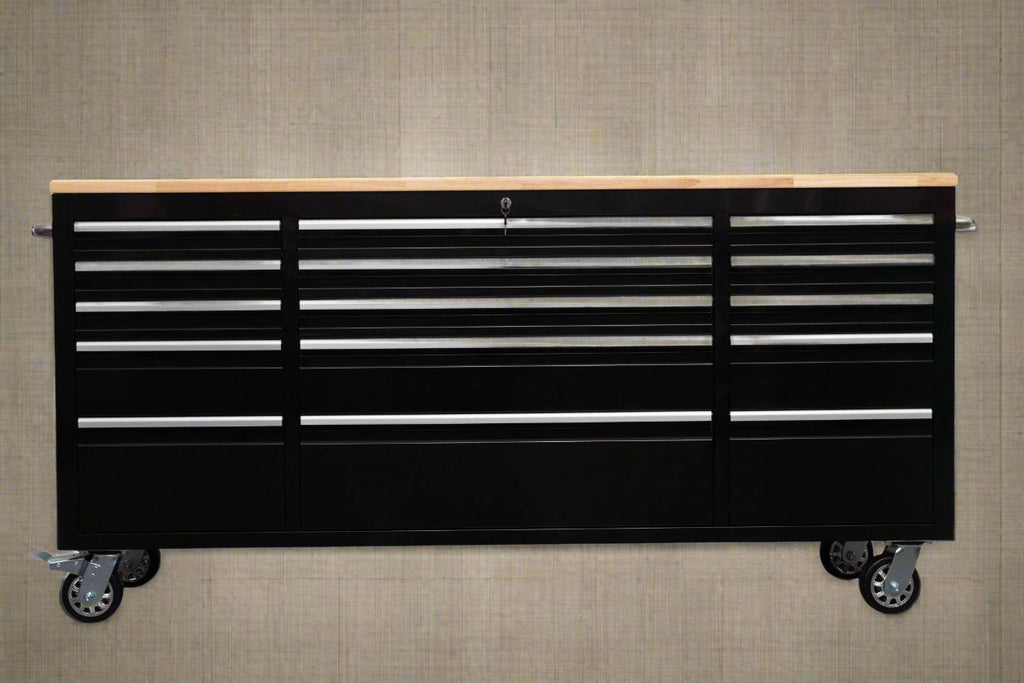 Établi roulant de 1,83 m (6 pi) avec 15 tiroirs, prises de courant et ports USB – Armoire de rangement robuste en acier