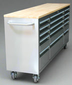 Établi roulant de 1,83 m (6 pi) avec 15 tiroirs, prises de courant et ports USB – Armoire de rangement robuste en acier