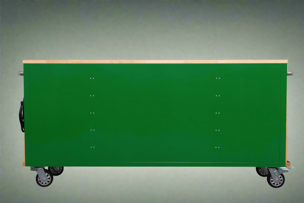 Établi roulant de 1,83 m (6 pi) avec 15 tiroirs, prises de courant et ports USB – Armoire de rangement robuste en acier