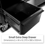 Établi à outils en acier inoxydable noir de 1,83 m (6 pi) – Poste de travail à 18 tiroirs avec panneau perforé et plateau en bois | Réf. : HTC7218PCDA