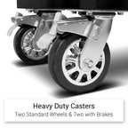 Établi à outils en acier inoxydable noir de 1,83 m (6 pi) – Poste de travail à 18 tiroirs avec panneau perforé et plateau en bois | Réf. : HTC7218PCDA