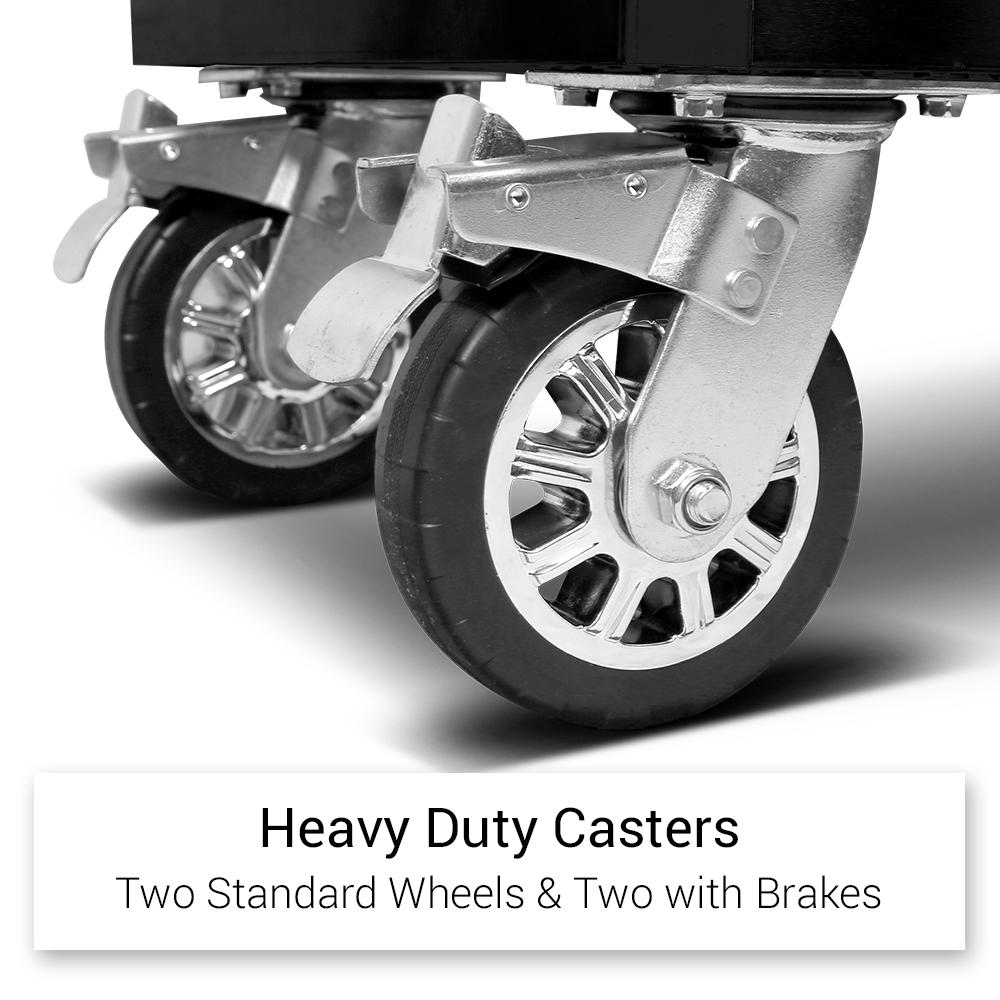 Établi à outils en acier inoxydable noir de 1,83 m (6 pi) – Poste de travail à 18 tiroirs avec panneau perforé et plateau en bois | Réf. : HTC7218PCDA