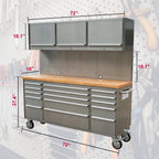 Nouvel établi à outils en acier inoxydable de 1,83 m (6 pi) – Poste de travail industriel à 18 tiroirs HTC7218W