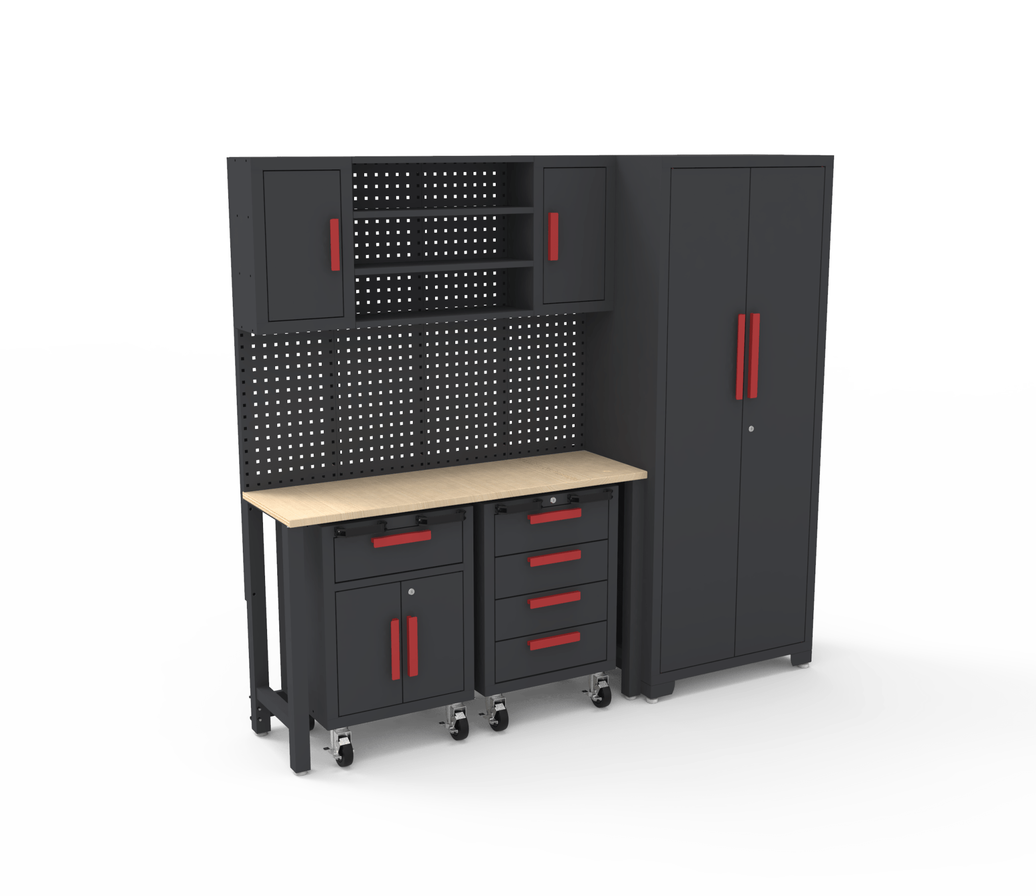 Nouvel ensemble d'établi à outils de garage 6 pièces – Rangement verrouillable en acier – Réf. 206104