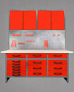 Établi métallique 63 avec armoires et panneau perforé | Rangement pour garage