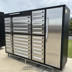 Établi en acier inoxydable de 2,13 m (7 pi) – Rangement robuste avec 35 tiroirs | 7FT35D01B