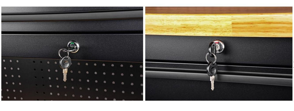 Établi roulant à 18 tiroirs de 72 pouces – Acier noir robuste avec plateau en bois | Modèle HTC7218PC 