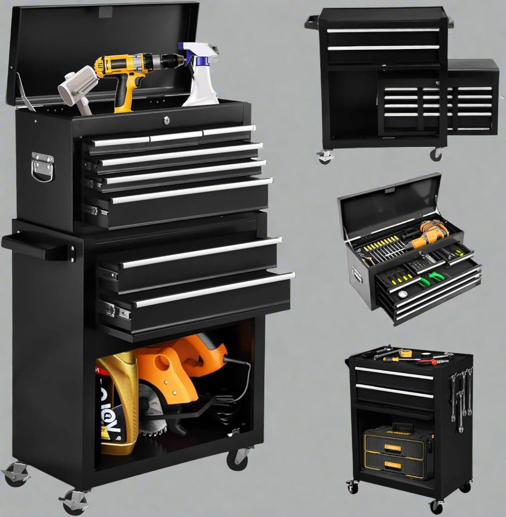 Coffre à outils roulant à 8 tiroirs – Armoire de rangement métallique robuste | 203220 
