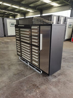 Établi en acier inoxydable de 2,74 m (9 pi) – Station de rangement d'outils robuste à 34 tiroirs | 9FT34D2L