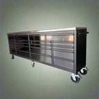 Établi et armoire à outils de luxe en acier inoxydable noir de 2,4 m (8 pi) – Poste de travail mobile, Réf. : GTX2422BSS