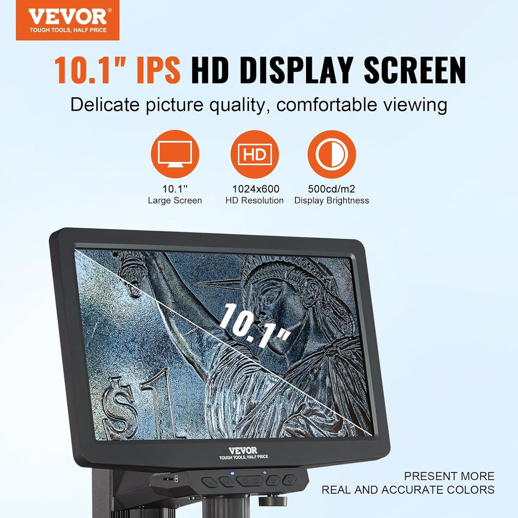 Microscope numérique avec écran IPS 10,1 pouces – Grossissement 10X–1300X, Modèle : 634410