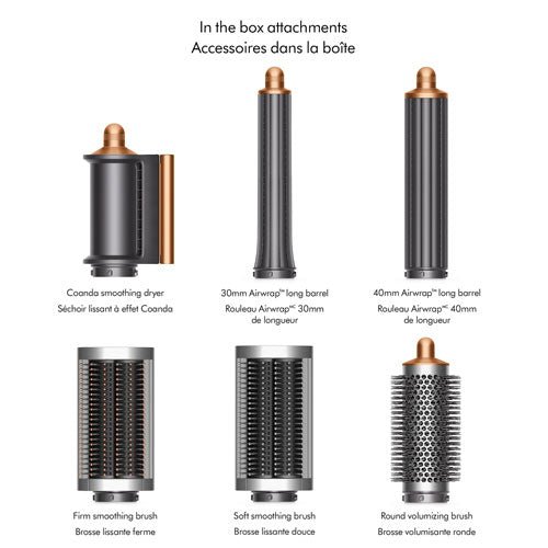 Dyson Airwrap™ Long Styler – Boucles, lissage et séchage des cheveux mi-longs (jusqu'à la poitrine), édition nickel/cuivre