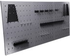 Ensemble de rangement métallique perforé pour garage – 3 panneaux avec 22 porte-outils | Réf. : 123HP03