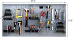 Ensemble de rangement métallique perforé pour garage – 3 panneaux avec 22 porte-outils | Réf. : 123HP03