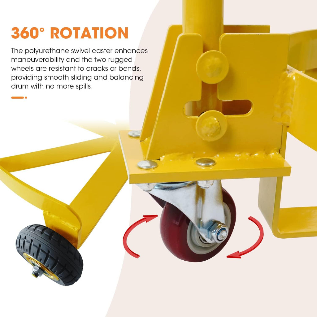 Chariot robuste pour fûts de 500 kg (1100 lb) – Convient aux fûts de 208 litres (55 gallons), châssis et marchepied en acier | Réf. : 9235061