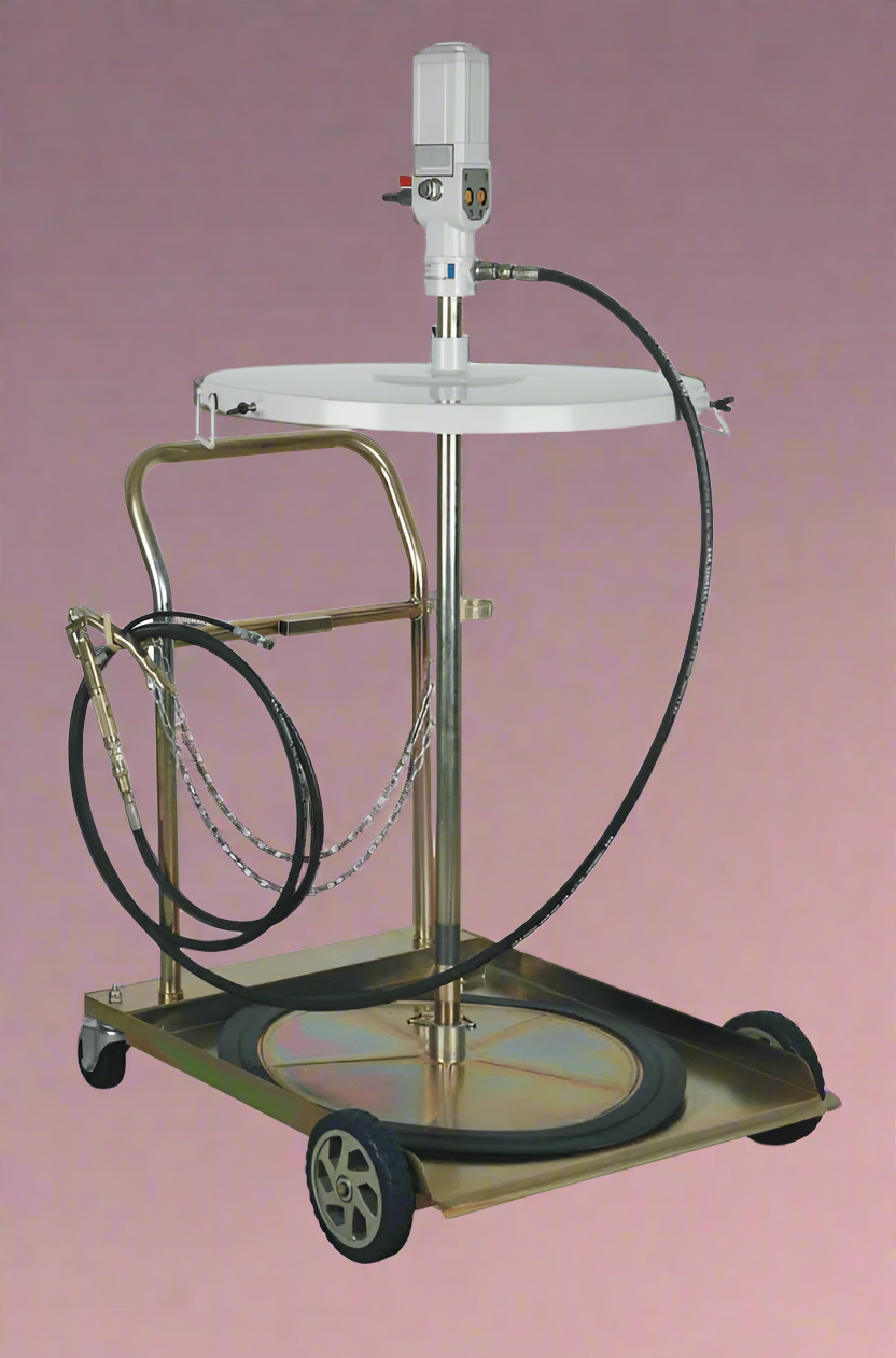 Kit de pompe à huile mobile 5:1 avec enrouleur de tuyau et manomètre numérique | Capacité de fût robuste de 181 kg (400 lb)