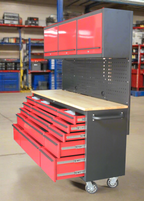 Nouvelle servante d'atelier et établi roulant rouge à 17 tiroirs – Rangement robuste pour garage GA7210RT