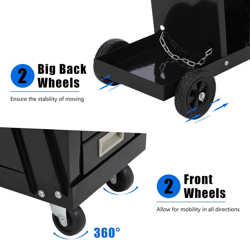Chariot porte-outils de soudage à 4 tiroirs – Rangement pour poste à souder MIG et découpeur plasma | Réf. : S1289