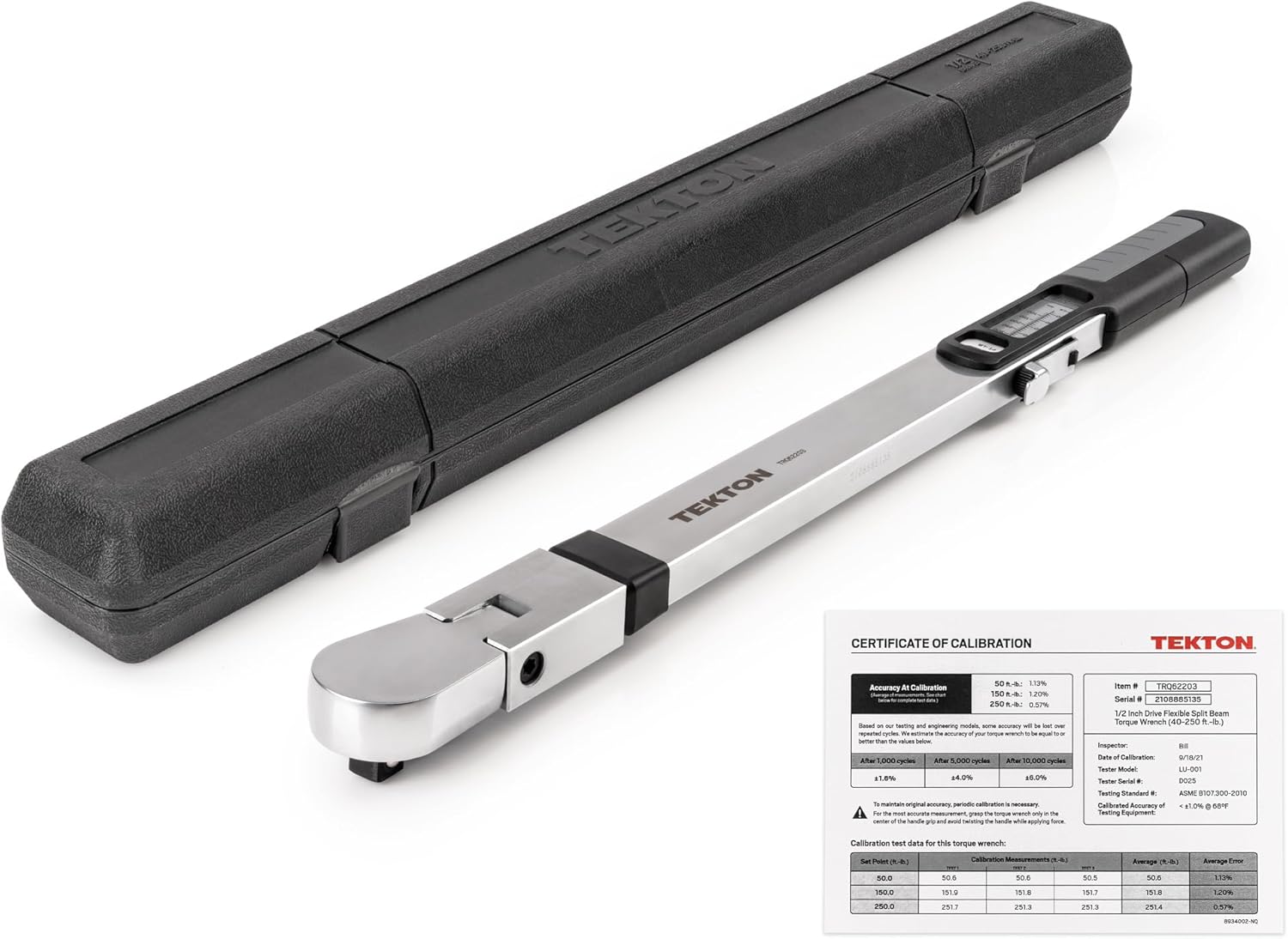 Clé dynamométrique à poutre fendue TEKTON, entraînement 1/2 pouce (40-250 pi-lb) | TRQ62203AMZ