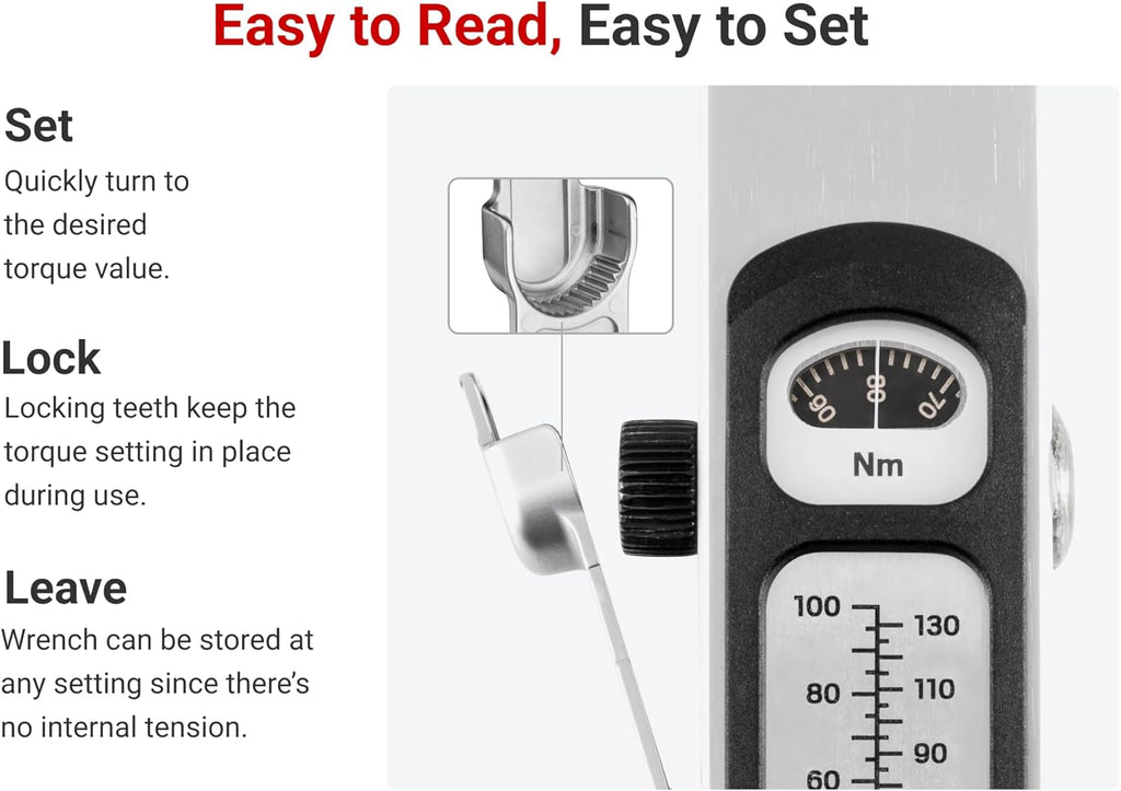 Clé dynamométrique à poutre fendue TEKTON, entraînement 1/2 pouce (40-250 pi-lb) | TRQ62203AMZ