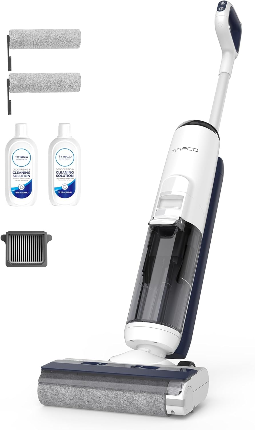 Aspirateur eau et poussière sans fil Tineco iFLOOR 5 Breeze Complete : nettoyage en une seule étape des sols durs, nettoyage des bords, autonettoyage automatique, conception légère et sans fil. Sans câble de chargement.